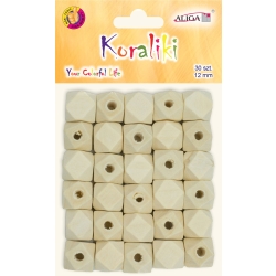 KORALIKI DREWNIANE ALIGA GEOMETRYCZNE 12MM 30SZT