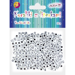 KORALIKI PLASTIKOWE ALIGA Z LITERKAMI BIAŁE 25G