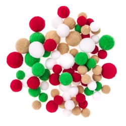 POMPONY PLUSZOWE MIX JOLLY CHRISTMAS 80SZT.