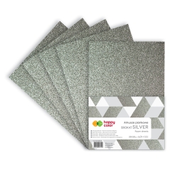 ARKUSZE PIANKOWE BROKATOWE HAPPY COLOR SILVER 5 SZTUK