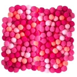 POMPONY POLIESTROWE DPCRAFT 1CM MIX RÓŻOWY 120SZT
