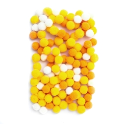 POMPONY POLIESTROWE DPCRAFT 1CM MIX ŻÓŁTY 120SZT
