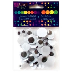 RUCHOME OCZKA SAMOPPRZYLEPNE DPCRAFT CZARNE MIX 75SZT