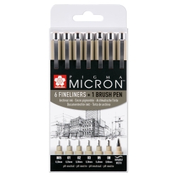 KOMPLET CIENKOPISÓW SAKURA PIGMA MICRON SET 6+1